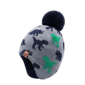 Boys Dinosaur Winter Earflap Knitted Beanie Hat Skull Cap Warm Fleece Lined